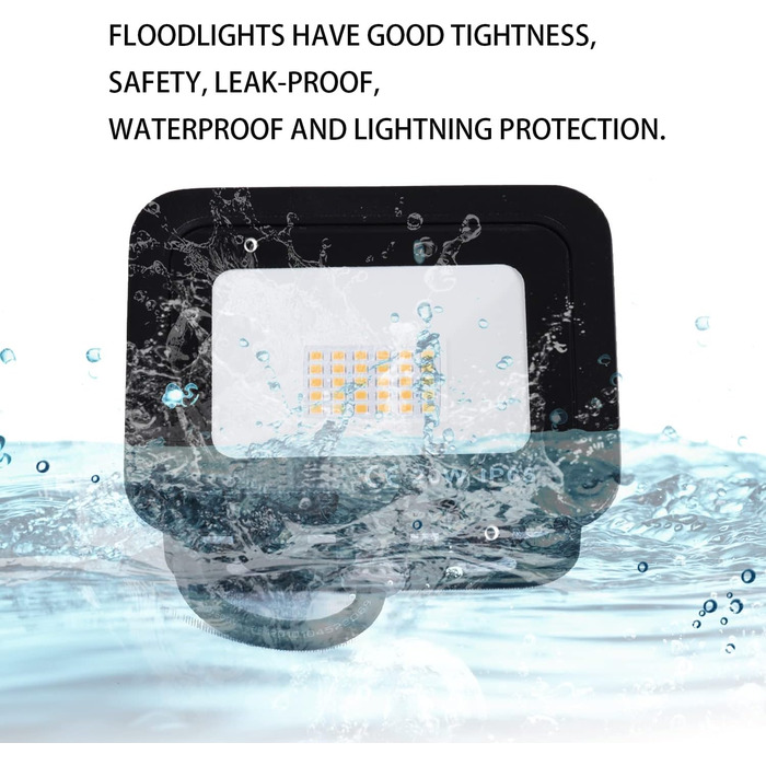 LED Floodlights Outdoor, LED Floodlights 100W, LED Outdoor Floodlights IP65 Waterproof, LED Spotlights 10000LM, LED Spotlights Outdoor 3000K Warm White, for Backyard, Garage, Hallway, Garden [Black]