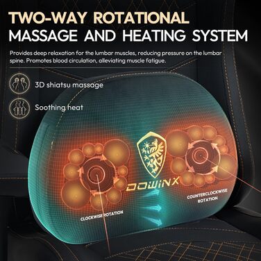 Ігровий крісло Dowinx з масажем та підігрівом, дихаюча спинка, регульована підставка для ніг, підтримка спини та шиї (Чорний, Золотий)