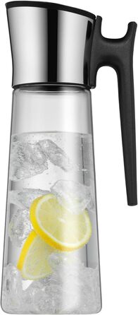WMF Basic Water Carafe with Handle 1.5 Liter, Glass Carafe with Lid 1.5 l, Silicone Lid, Close-up Closure