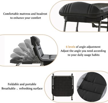 Розкладне ліжко-спальник для кемпінгу з матрацом, регульована спинка, ліжко-карп, ліжко для відпочинку на природі XXL, 65x190x30 см, односпальне розкладне ліжко для гостей, 1 шт.