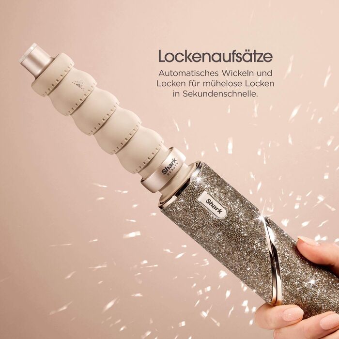 Фен-щітка Shark FlexStyle Sparkle Limited Edition Gold Diamond 5-в-1 з набором насадок (локон, щітка-гребінець, овальна, концентр., дифузор), HD446JSEU