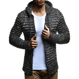 Чоловіча в'язана куртка Leif Nelson з капюшоном та блискавкою - чоловічий кардиган з трикотажного полотна для зими, бавовна, M, антрацит