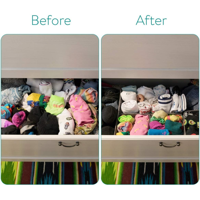 Navaris Storage Boxes Organizer Organization System Fabric Boxes - 12 Pieces in Various Sizes - for Wardrobe and Drawers - Foldable (Gray - White)