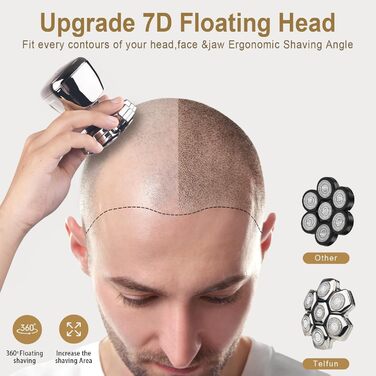 Електричний голчастий триммер Telfun для чоловіків з лисіючою головою, All-in-1 з бездротовою зарядкою, вологостійкий