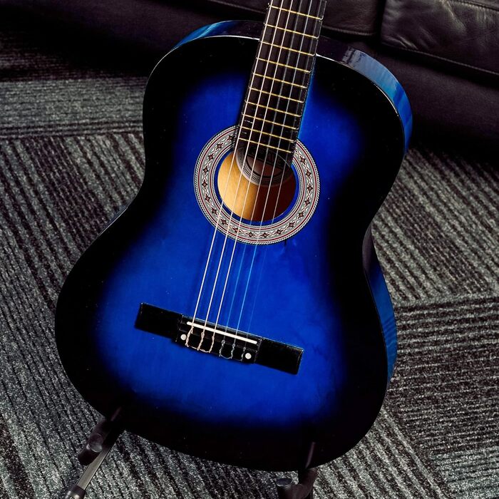 Класична гітара 3rd Avenue 4/4-Klassikgitarre з нейлоновими струнами, повний розмір, початковий набір – блакитний Blueburst
