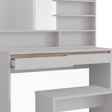 Туалетний стіл Vicco Emma, білий/сонома, 120 см, косметичний стіл без дзеркала, з полицею для дзеркала і банкеткою