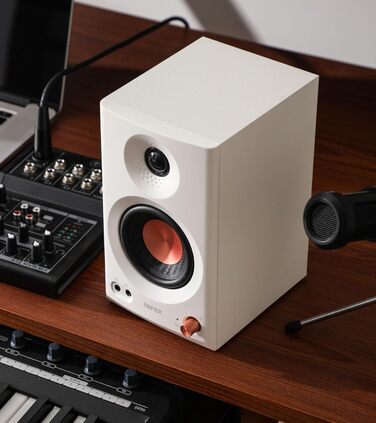 Edifier MR3 - Компактні Студійні Акустичні Системи 2.0, Hi-Res Audio, Bluetooth V5.4, RCA, AUX, Мобільний Додаток, 2 x 18 W, Білий