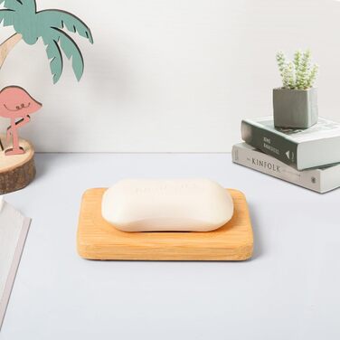 Набір з 3 дерев'яних підставок для мила 0XBIT з піддоном та антиковзною підкладкою для ванної та кухні