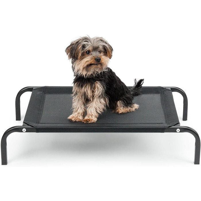 Лежанка для собак Lionto Outdoor - піднята, стабільна, 75x47 см, чорна. Зручна та з хорошою циркуляцією повітря, знімний мережевий чохол, міцний металевий каркас.