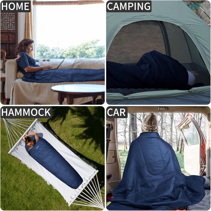 Сплячий мішок 3-4 сезони Ultraleicht Mumienschlafsack (800г/1600г) для дорослих - Outdoor, Camping, Trekking, Indoor, блакитний