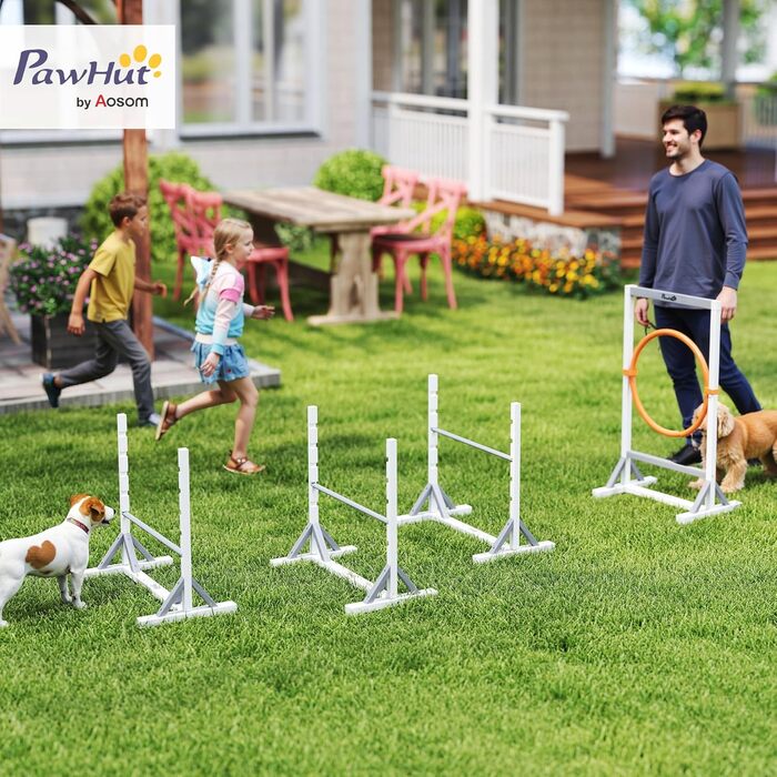 Набір для аджиліті PawHut для собак: 4 елементи, регульовані стрибки, обручі, тренувальне обладнання, координація, ігри та тренування