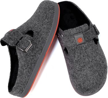 Фетрові тапочки Sisttke для жінок та чоловіків, унісекс, зимові, закриті, з змінним устілком, сірі, 41 EU, 2440