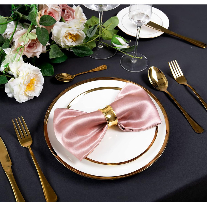 SiinvdaBZX 100-Piece Rose Gold Cloth Napkins 30.5x30.5 cm, Square Satin Napkins Silky Soft Dinner Napkins or Handkerchief for Banquet Wedding Christmas Thanksgiving Decoration