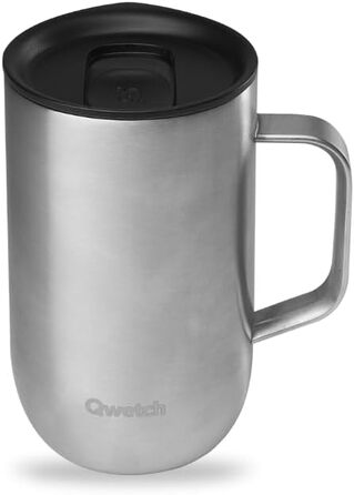 Qwetch Stainless Steel Insulated Travel Mug - 12oz - Keeps Drinks Hot for 6h, Cold for 12h - Leakproof Lid, Reusable, Tea Filter Compatible