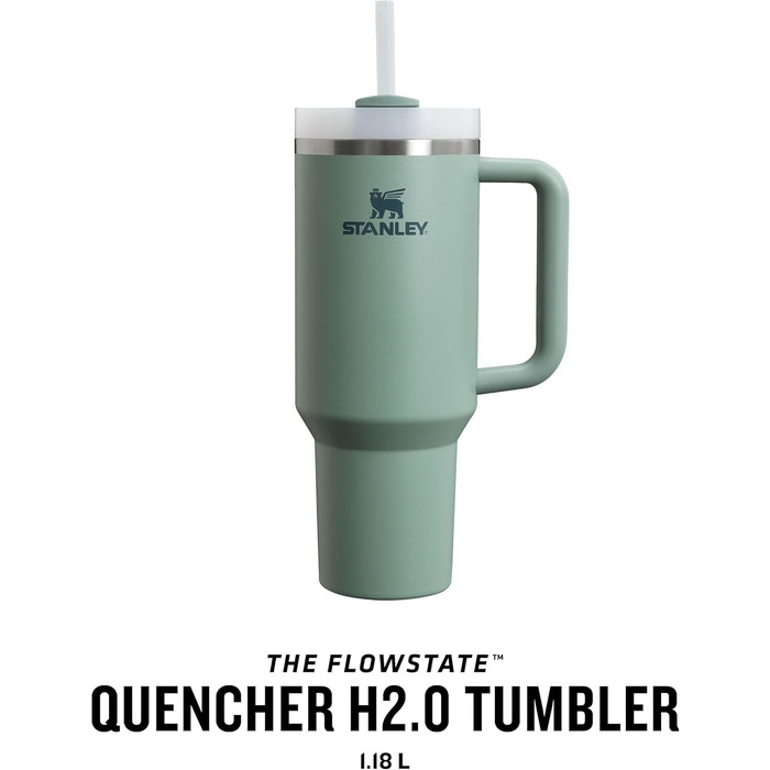 Термокружка Stanley Quencher H2.0 Flowstate 1.2L з трубочкою - 11 годин холоду, 48 годин з льодом, BPA Free, з нержавіючої сталі, Shale