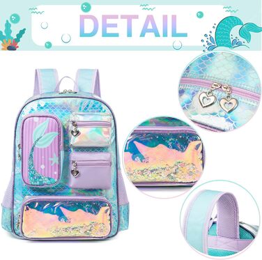 Шкільний рюкзак для дівчинки HTgroce 3 клас. Шкільна сумка-рюкзак для дівчаток, колір: блакитний, з морем.