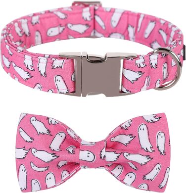 Елегантний нашийник Lionet Paws для собак з краваткою, бавовна, зручний, з металевим замком, розмір 40-66 см, Ghost