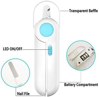 Професійний кусачки для нігтів собак Profi з підсвічуванням та захистом від бризок, для собак та котів, середніх та маленьких порід (Блакитний)