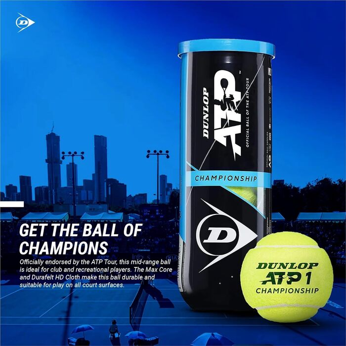 Тенісні м'ячі Dunlop ATP Championship V21 (12 м'ячів у банці)