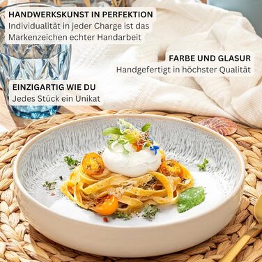Набір посуду SÄNGER Kreta 24 частини, 6 осіб, керамічний посуд, блакитний з кремовим, VALUE COLLECTION