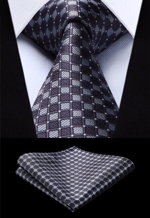 HISDERN Комплект краваток для чоловіків (5 шт.) з нагрудним хустиною. Класичні краватки з шовку для весілля та особливих випадків. У подарунковій коробці.