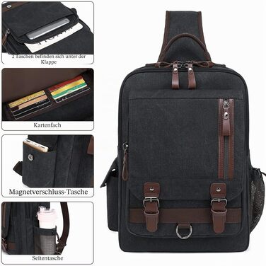 Спортивна сумка-слінг mygreen Canvas Crossbody Bag через плече, водостійкий рюкзак-сумка для прогулянок та outdoor, армійський зелений, XL