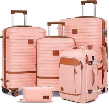 Набір валіз Joyway для ручної поклажі, розширюваний, з TSA-замком (рожевий, 5 предметів)