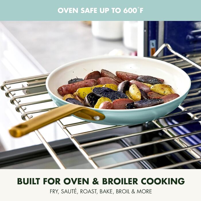 GreenPan Reserve Pro сковорода з антипригарним покриттям, 20.3 см, кераміка, без PFAS, нержавіюча сталь, для плити та духовки, блакитний колір