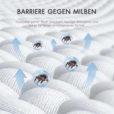 Degrees of Comfort Allergy Cover 90x200 cm Mattress Cover, Waterproof, Dust Mite Cover Anti Dust Mites and Bed Bugs Encasing with Zipper, Comfortable Cotton Surface, Height 13-16 cm