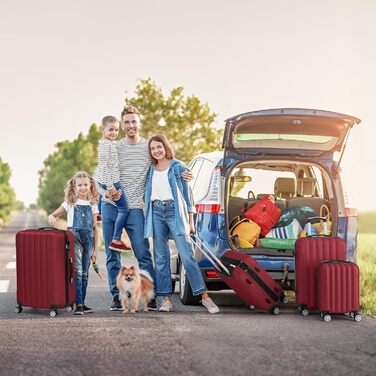 Набір валіз LALAHO 3/4/5 шт. з косметичками, багаж з ABS пластику, бургерний колір