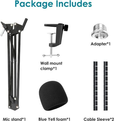 Кріплення для мікрофона Blue Yeti з поп-фільтром: професійний штатив YOUSHARES для Blue Yeti, Yeti Pro, Yeti X