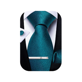 Мужской шелковый галстук і нагрудний платок DiBanGu: комплект для ділового стилю (01 Turquoise)