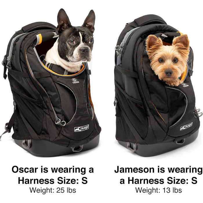 Рюкзак для собак Kurgo G-Train, чорний, до 11 кг, 33 x 53 x 25 см, з відділенням для тварин та тримачами для пляшок