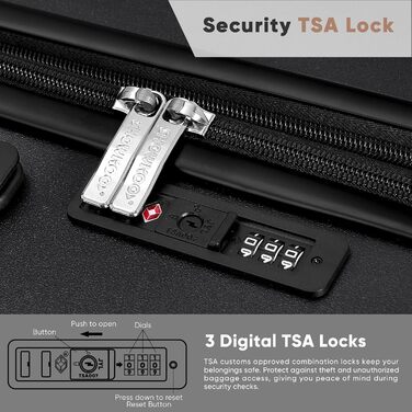 Набір валіз SHOWKOO 2 шт. з жорстким корпусом (65см + 75см), розширюваний, ультралегкий, полікарбонат, з TSA замком та 4 колесами (Чорний, XL/75см)