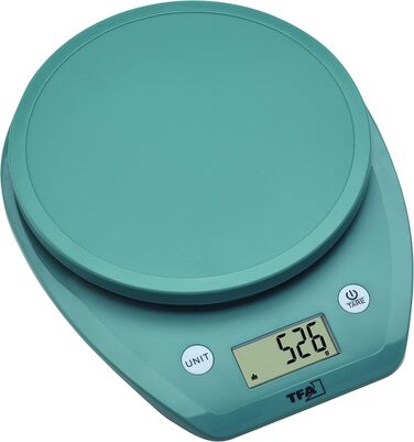 Кухонні ваги TFA Dostmann MOCHI, зелені, до 5 кг, з LCD дисплеєм, обчислення об'єму (молоко, продукти)