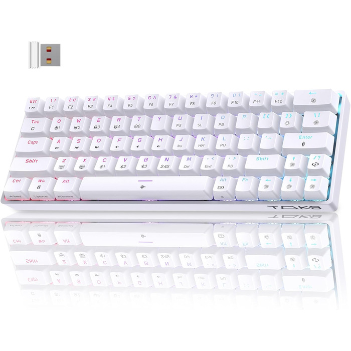 Ігрова клавіатура TMKB T63 з механічними синіми вимикачами, Bluetooth/2.4G/з кабелем
