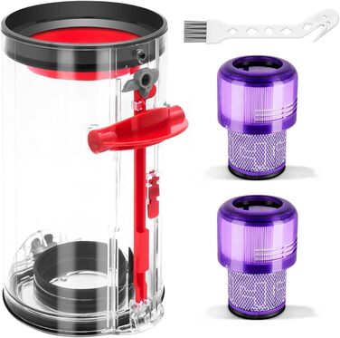 Контейнер для пилу Dyson V11 V15: замінна частина з 2 фільтрами та щіткою для очищення. Прозорий збірник пилу для Dyson SV14 SV15 SV22