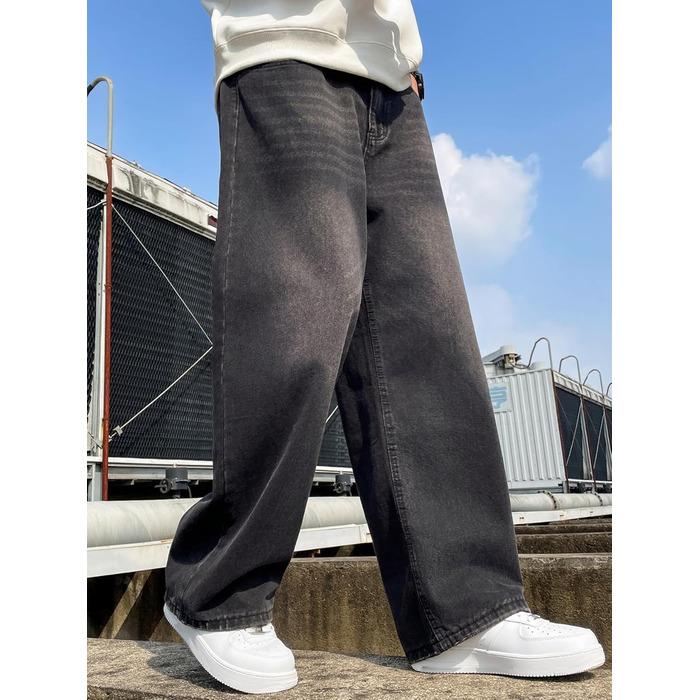 Чоловічі джинси Zewool Baggy Hip Hop, широкі, вузькі до низу, стрейч-денім, чорні, розмір M