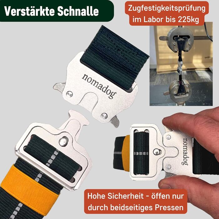 Нашийник для собак Nomadog Trailblazer S - міцний тактичний нашийник з ручкою для великих собак, алюміній, відбиваючий, регульований