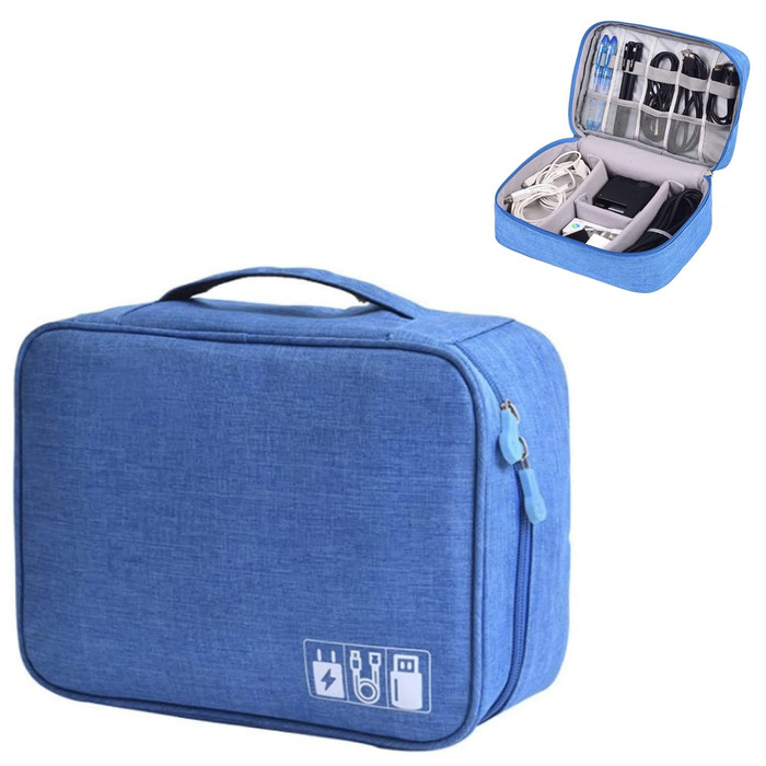 Органайзер для кабелів LTLSZRN, кейс-організатор для електроніки, синій