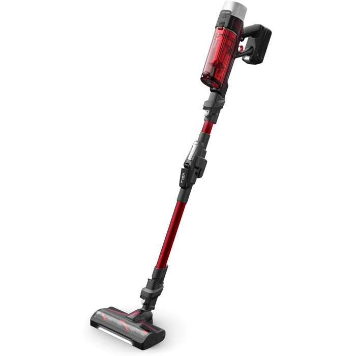 Акумуляторний вертикальний пилосос Rowenta X-Force Flex 9.60 Complete RH2099WO, 100 AW, з LED-підсвіткою та повним набором насадок, червоний