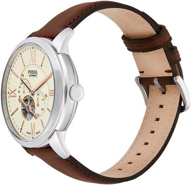 Годинник Fossil Townsman для чоловіків: механічний годинник з автоматичним заводом, корпус та браслет з нержавіючої сталі або шкіряний ремінь (44 мм, щетина верблюда)