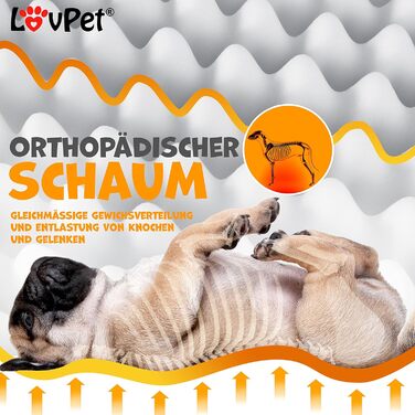 Lovpet® Orthopedic Dog Bed, Dog Cushion, Dog Basket Cookie, Incl. Bowl + 3X Chew Bones, Dog Sofa for Small, Medium & Large Dogs, Removable and Washable Cover, L 91x69x7.6 cm Anthracite