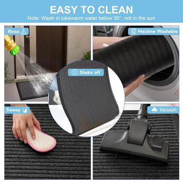 Килимок для дому та вулиці Cozary 43x75 см, сірий. Не слизький, миючий, довговічний. Для входу, тераси, саду.