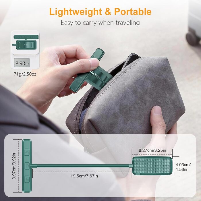 Ліхтарик для читання Gritin на прищіпці, USB акумуляторний, 9 LED, 3 режими освітлення, регульована яскравість, гнучка, для читання в ліжку (Тіньово-зелений)