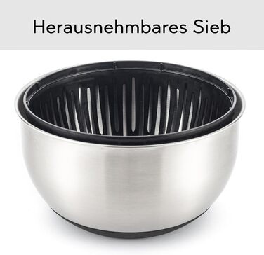 Салатниця-швидкокрутка з нержавіючої сталі – для миття, просушування та зберігання салату. BPA-free, об'єм 4,5 л, з ручним приводом