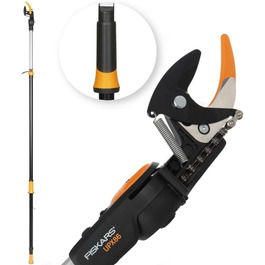 Телескопічний сучкоріз Fiskars UPX86 для свіжих гілок, антиадгезійне покриття, сталева лезо, алюмінієва ручка, 2,4–4 м, чорний/помаранчевий