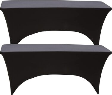 2 Pieces 1.8 m Spandex Fitted Tablecloth, Stretch Spandex Elastic Table Cover, Washable Rectangular Spandex Close-Fitting Tablecloth - Black for Banquet, Wedding, Event, Cocktail (black)