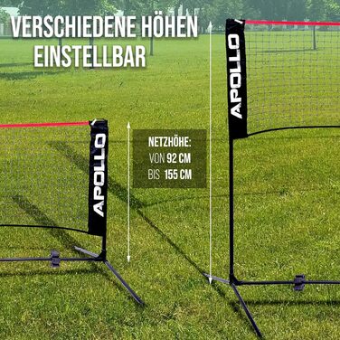 Apollo Adjustable Badminton & Volleyball Net Set - 300cm, 400cm, 500cm - Indoor/Outdoor