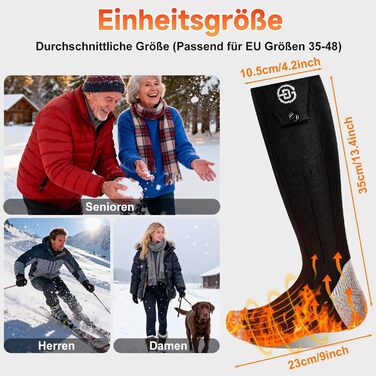 Гріючі шкарпетки з керуванням через додаток 5V 8000mAh, підігрівачі ніг, гріючі шкарпетки для жінок та чоловіків, пранні, 4 температурні режими, перезаряджувані, для зимових видів спорту (лижі, велосипед, рибалка, кемпінг, піші прогулянки), розмір EU36-48